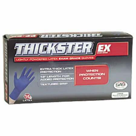 S.A.S. SAFETY Thickster, Latex Exam Gloves, 14 mil Palm, Latex, M, Blue SAS6602